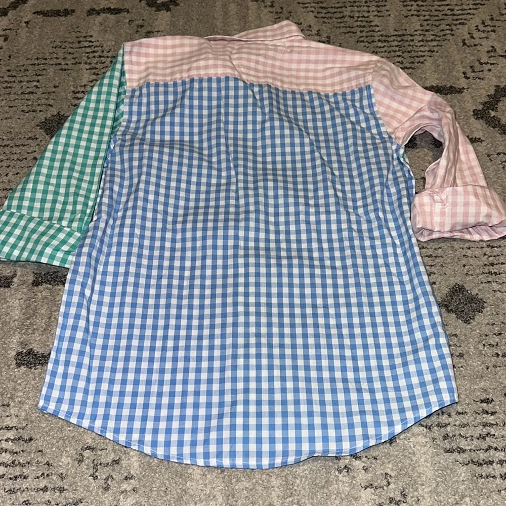 Tommy Hilfiger Boy's Colorblock Plaid Buttondown Shirt size M 12/14 NWT‎